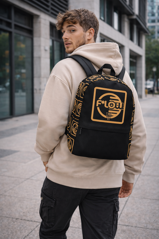 F*LOW Backpack Orange Geometric Minimal Logo Design