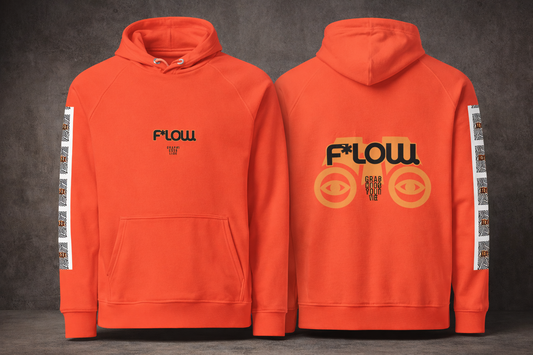 F*LOW Eco Raglan Hoodie – Minimal Binoculars Style Logo Design