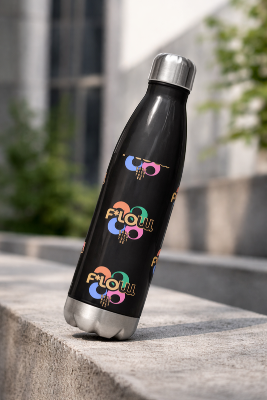 F*LOW Black Vibe Stainless Steel Water Bottle – Insulated Minimal Urban Design Reusable Bottle