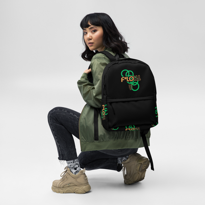 F*LOW Black Backpack – Green Rings Graphic Design