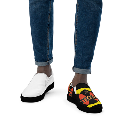 F*LOW Men’s Slip-On Canvas Shoes – Red & Yellow Geometric 90’s Style Logo