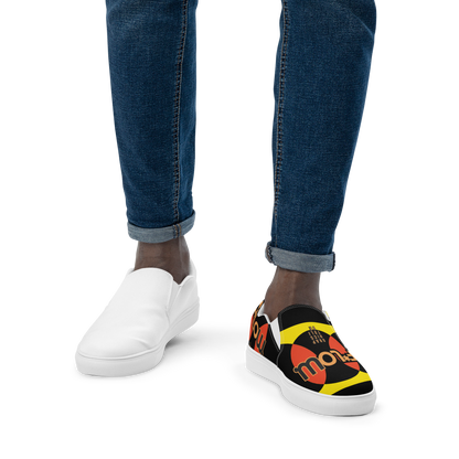 F*LOW Men’s Slip-On Canvas Shoes – Red & Yellow Geometric 90’s Style Logo